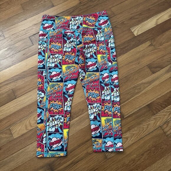 Constantly Varied Gear Knockout Comic Book Leggings Size Large Colorful Pocket - Picture 4 of 5